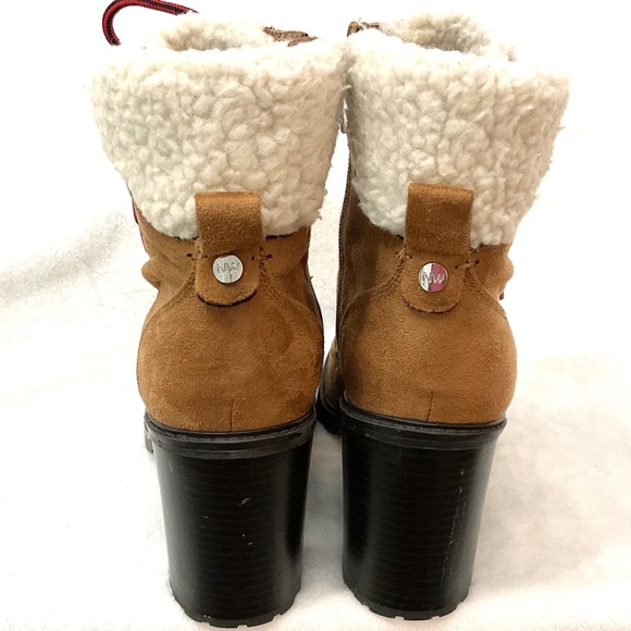 Nine West Lace Up Chunky Combat Boots Chestnut Brown Grunge Biker Booties Sz 9 - Picture 8 of 16